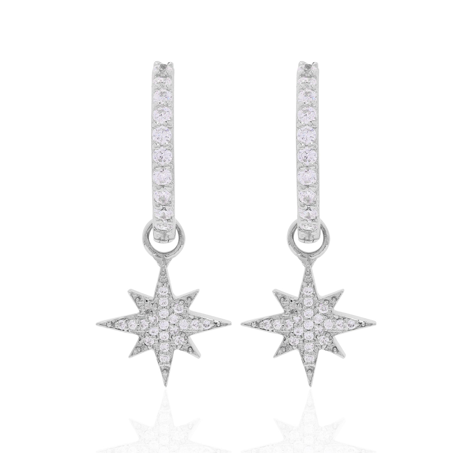 Iced Starburst Hoops - 925 Pure Silver