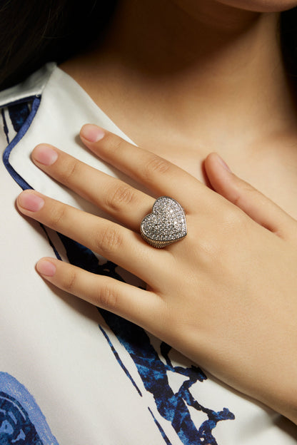 Iced Chunky Heart Ring