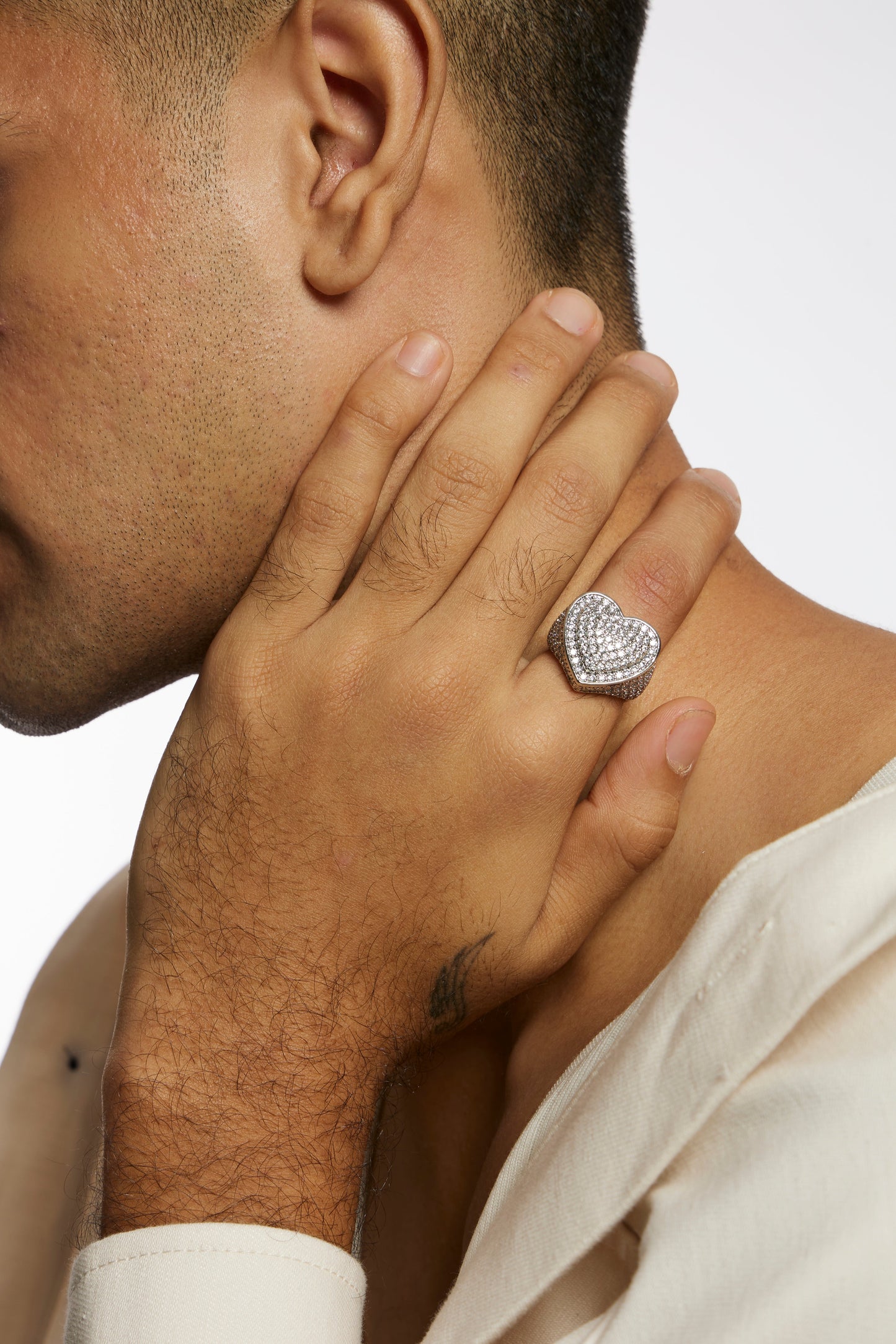 Iced Chunky Heart Ring