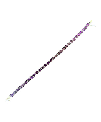 Amethyst & Emerald Tennis Bracelet 925 Pure Silver