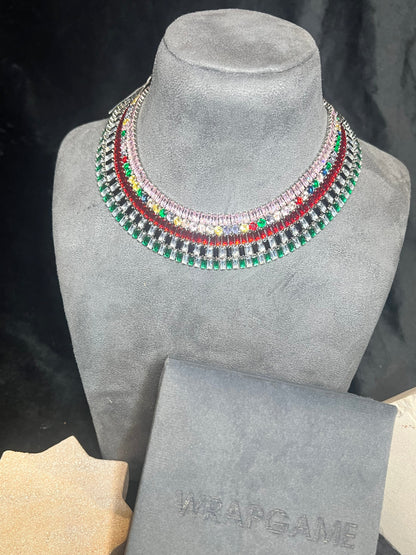 Emerald/White Baguette Choker Necklace