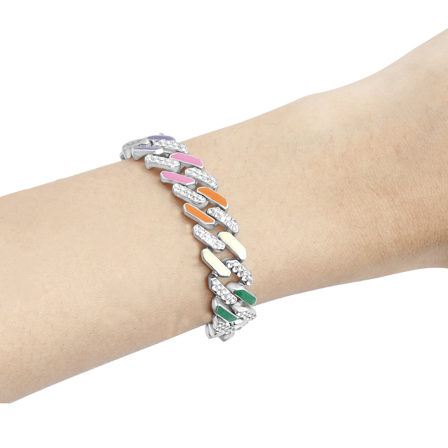 COLOURED CUBAN SLIDER BRACELET