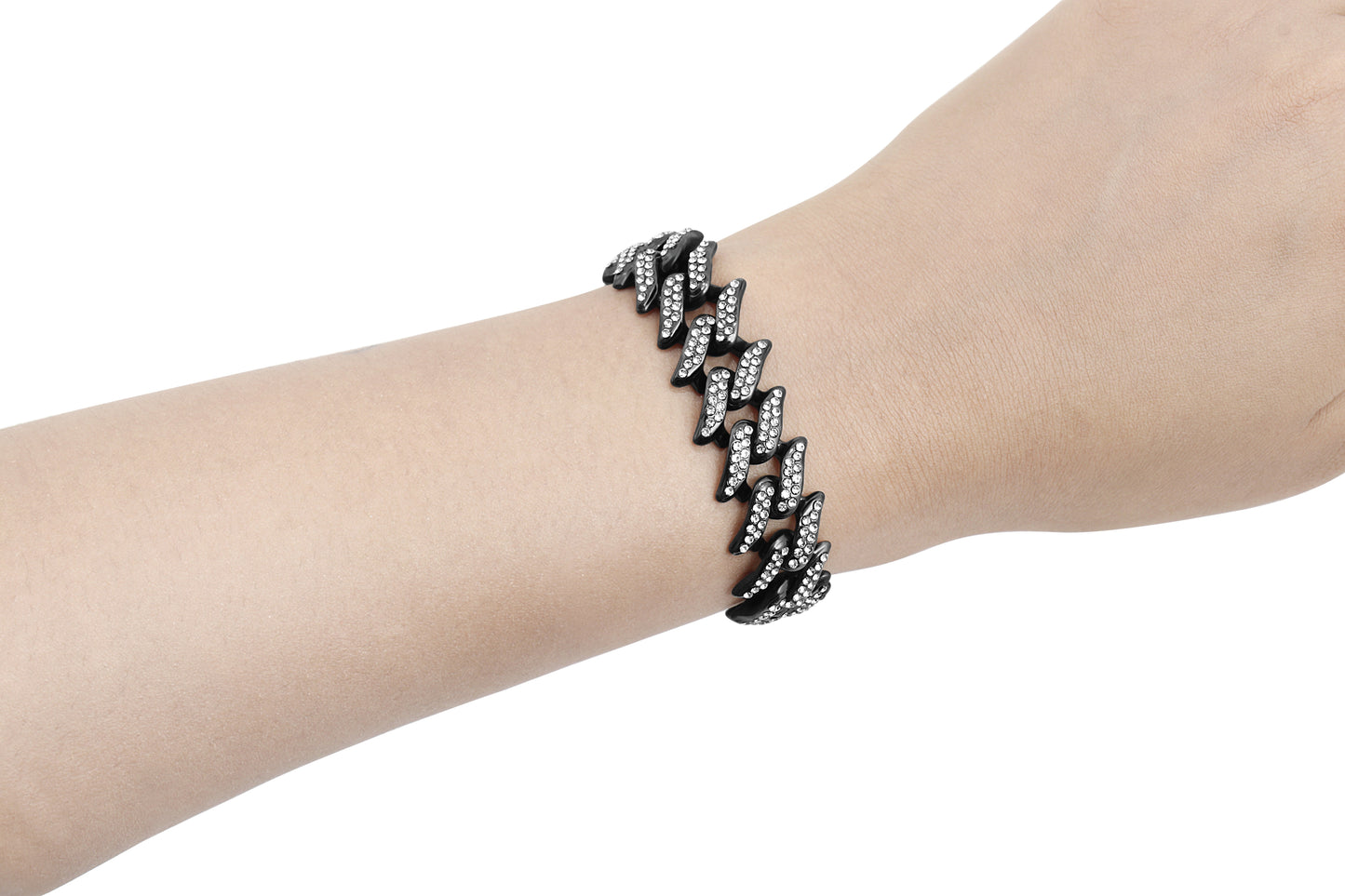 ICED BLACK SPIKED SLIDER BRACELET