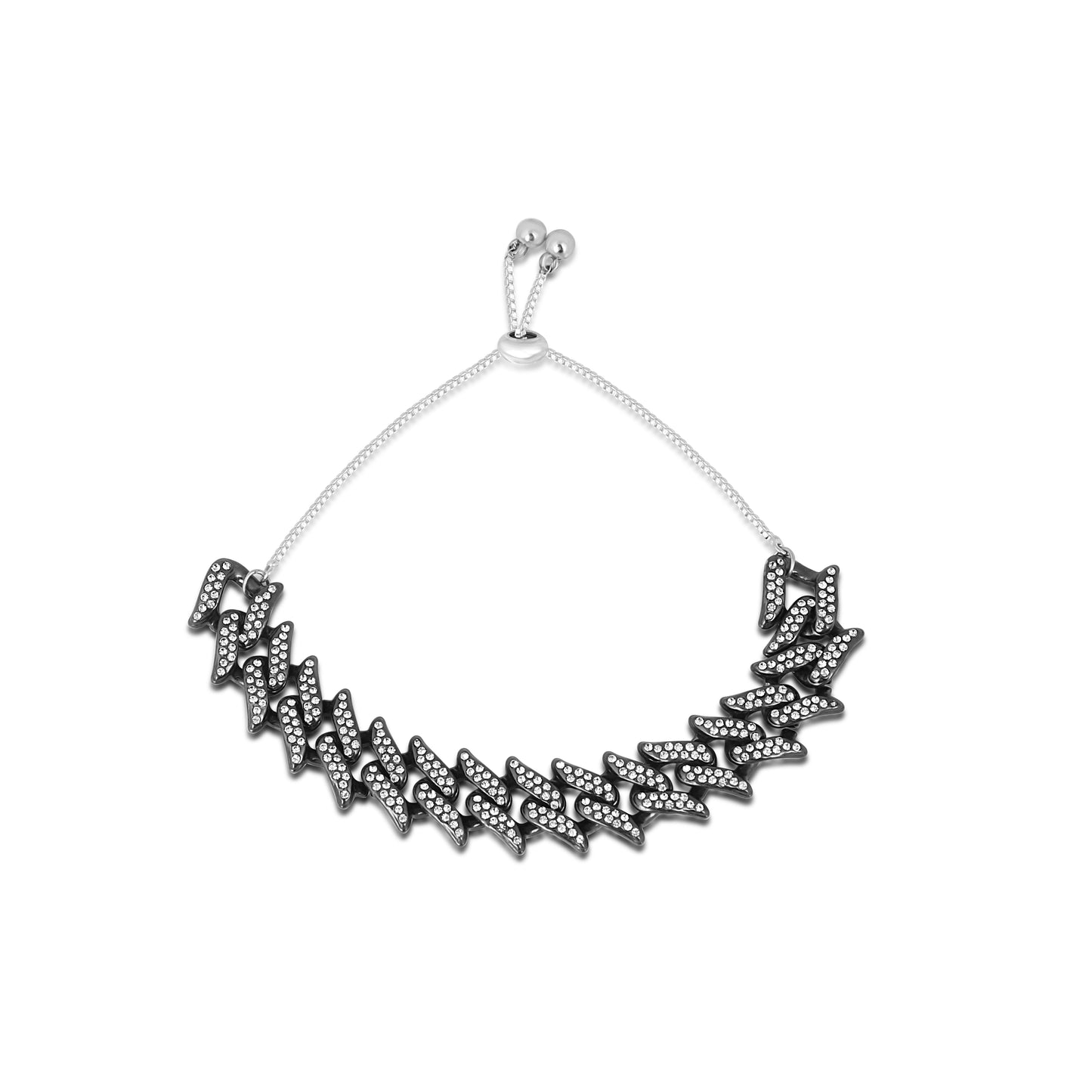 ICED BLACK SPIKED SLIDER BRACELET