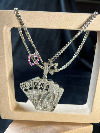 Iced Cards Charms Pendant Chain