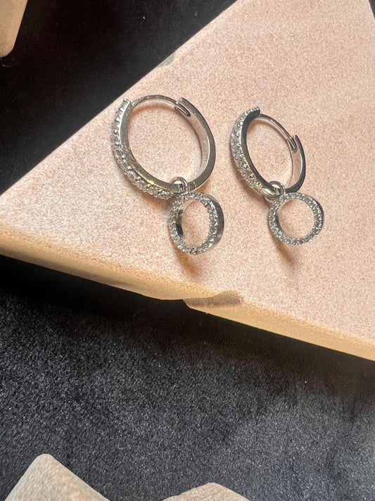 925 Silver-Iced Circle Hoops