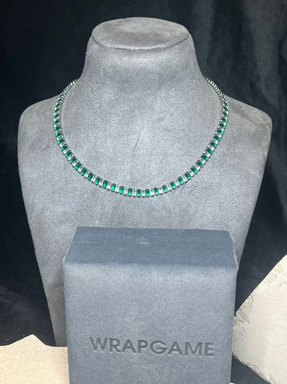 Emerald/White Baguette Choker Necklace