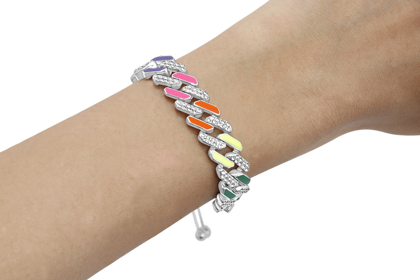 COLOURED CUBAN SLIDER BRACELET