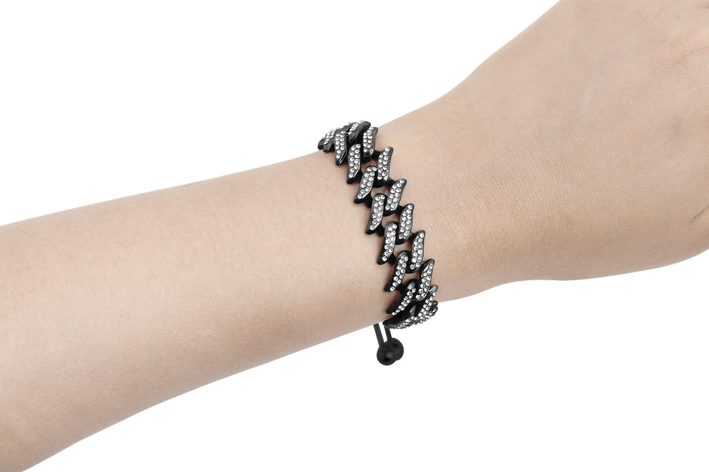 ICED BLACK SPIKED SLIDER BRACELET